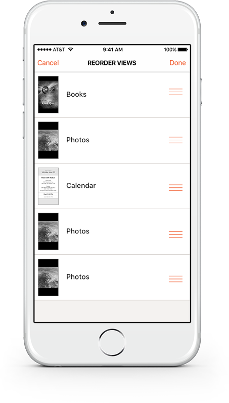 popSLATE iOS app, reorder views