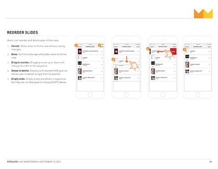 popSLATE 2 Wireframe excerpt, reorder views