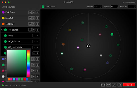 Rondo360, audio source color picker